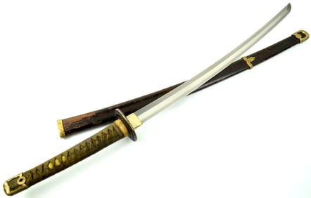 WW2-era Japanese Naval Kai Gunto Sword w original canvas storage bag