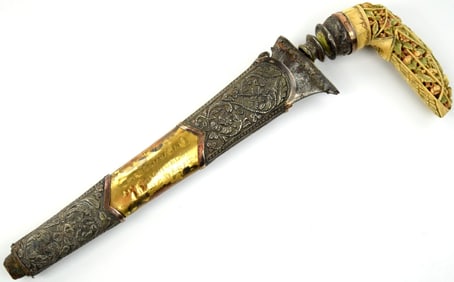 Indonesian keris dagger with Dated 1936 Presentation scabbard