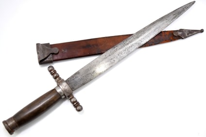 Large 18th C. Spanish or French Fighting Belt Dagger, Probably Used During American Revolution.