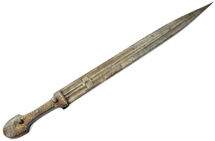 Large 19th Century Russian Caucasian KINJAL Dagger with Edged Blade