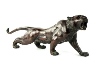 19th Century Japanese Okimono Bronze Tiger Sculpture