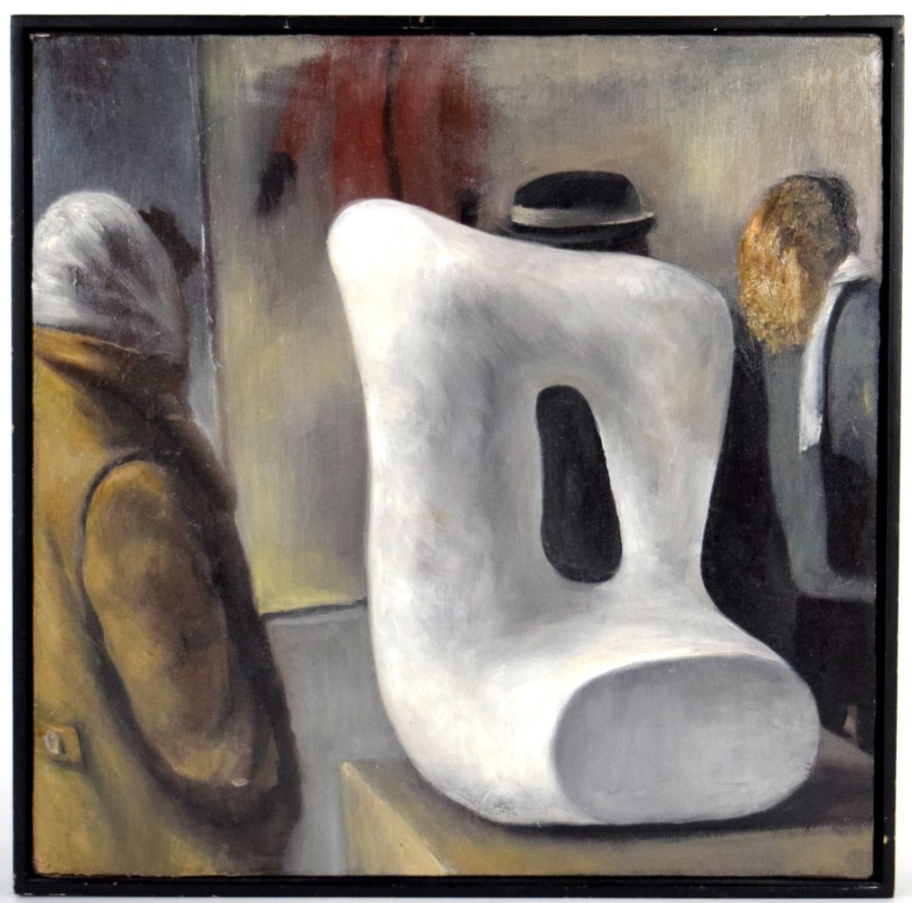 American Chuck Walker Oil On Canvas Painting The Public Sculpture (1 of 6)