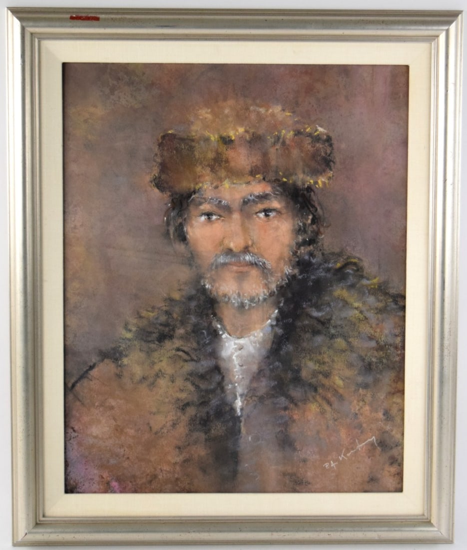 American/Polish Pawel Kontny Russian Man Pastel Painting (1 of 5)