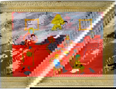 French/Turkish Fikret Mualla (1903-1967) Gouache Painting: Gouache on board painting by well listed French/Turkish artist Fikret Mualla (1903-1967). Framed. Signed lower left. Provenance: private collection Denver, Colorado. Fikret Mualla was born in Istanbul