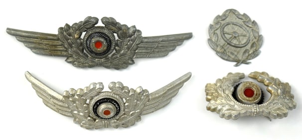 Lot of 4 German Visor Cap cockades and Badge
