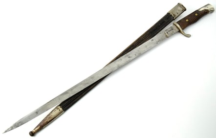 German WWI M1898 GEW Nickel Plated Parade Bayonet with Engraved Blade