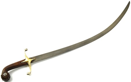 Good Long 18th-19th C. Ottoman Turkish SHAMSHIR Sword ~ Black Wootz Damascus Blade ~ Ottoman Empire