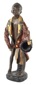 Antique Cast Plaster Happy Black Boy Figurine By A.Hertel & Co