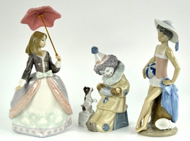 Group Of Three Lladro Porcelain  Figurines