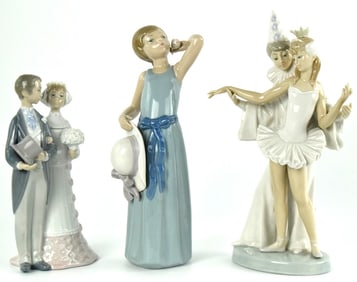 Group Of Three Vintage  Lladro Porcelain Figurines