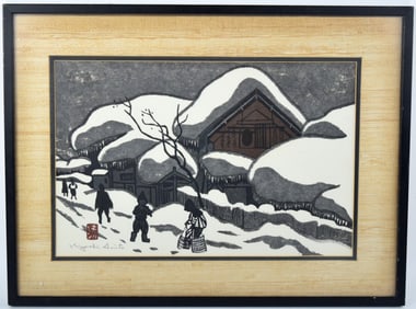 Kiyoshi Saito Winter in Aizu Japanese Woodblock Print