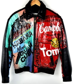 Pop Art Painted Leather Jacket by Steve Kaufman