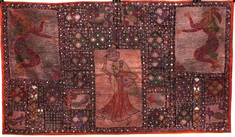 Antique Cloth Fabric Textile Wall Hanging Quilt