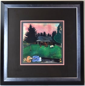 Marc Chagall The Poet Reclining Original Bookplate Print Signed