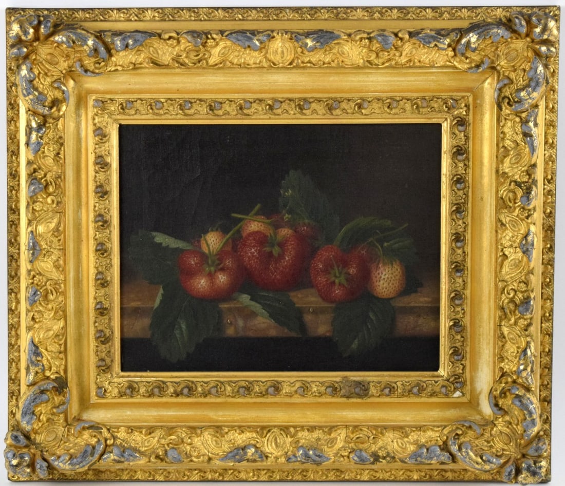 American Werner Hunzinger Strawberries Oil On Canvas Painting (1 of 9)