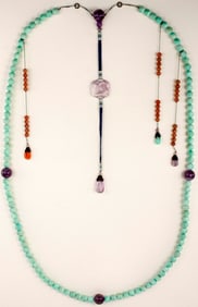 Chinese Qing Dynasty Manchurian Jadeite Beads Court Necklace