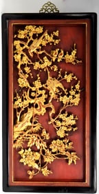 Large Antique Chinese Carved Wood Panel