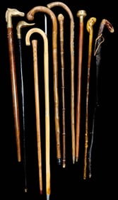 Collector Lot of 10 Various Antique Walking Cane Canes Sticks.