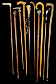 Collector Lot of 10 Various Antique Walking Cane Canes Sticks.