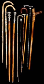 Collector Lot of 10 Various Antique Walking Cane Canes Sticks.