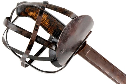 Antique 19th C. Austrian German or English Navy Academy Naval Training Cutlass Sword with Basket