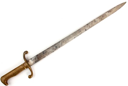 Scarce Antique 19th C. German Regimentally Etched Artillery Officer's Sidearm Short Sword, Fine