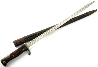 Antique 19th C. to WW I German or Austrian Sword Dagger Bayonet, Quill-back Blade Maker Marked,