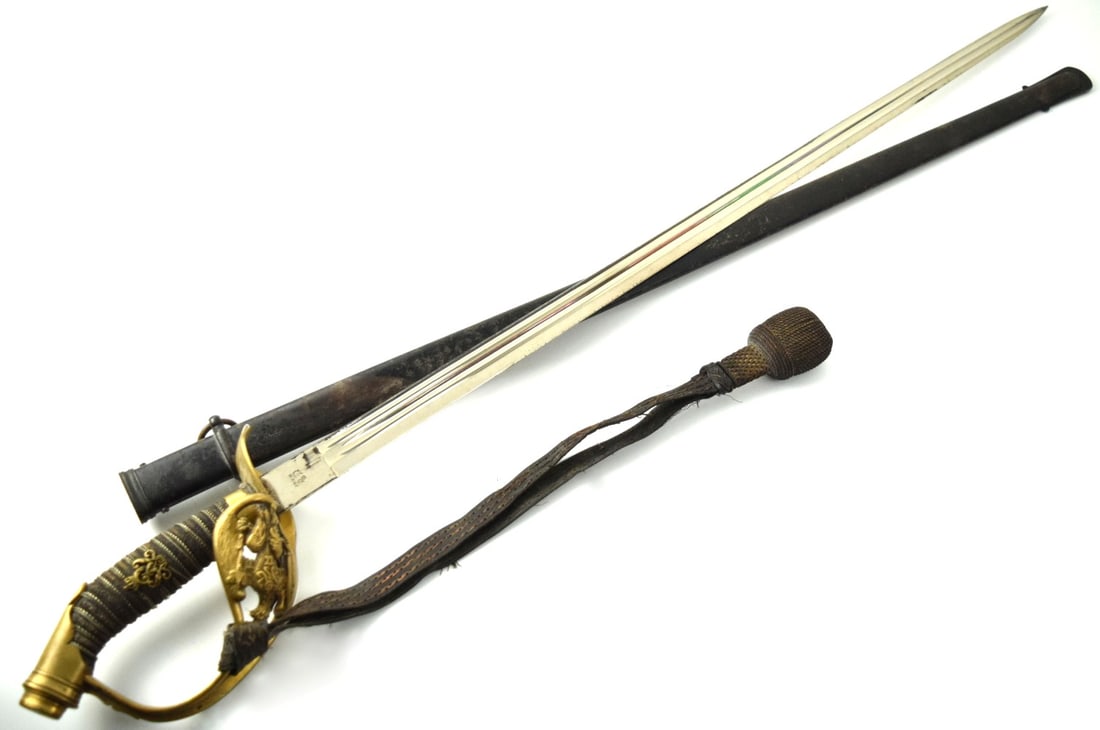 Antique 1898 Model German Prussian Officer's Sword, Personalized Pommel, Original Gilding & Tassel. (1 of 20)