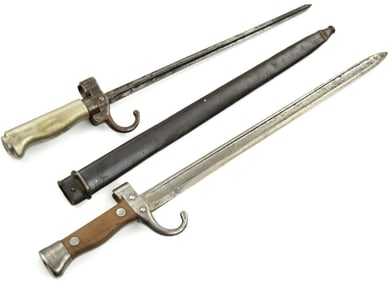 Lot of 2 Antique European Sword Dagger Bayonets, One for French LEBEL Rifle.