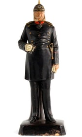 Antique German cast Statuette Figurine of Wilhelm I in Uniform & Helmet with Sword Orders & Medals.