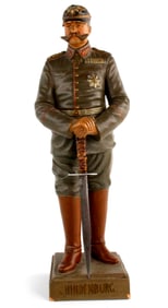 Antique Realistic German Paul Von Hindenburg (1847-1934) Statuette Figurine in Uniform & Helmet,