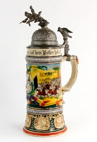 Imperial German Porcelain Beer Stein Reservistenkrug
