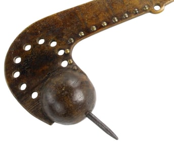 Fine & Rare 19th C. Native American Eastern Plains Indian Ball-headed War Club with Etched, Pierced