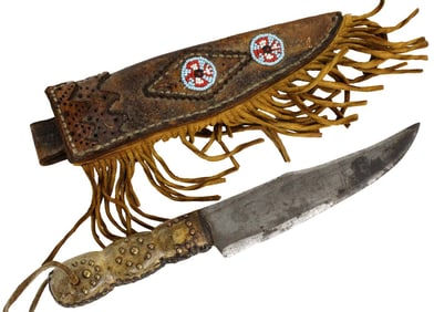 Beautiful Antique Native American Indian Trade Bowie Knife Dagger, Strong File Blade, Lovely Brass