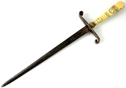 Fine Quality French or English Napoleonic Wars era Navy Officer's Dirk Naval Dagger. Etched & Gilt