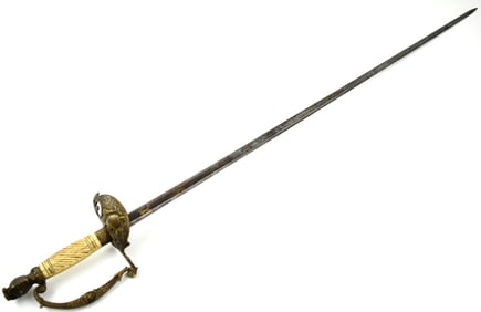 Pre American Civil War US Infantry Officer's Dress Sword with Etched & Gilt Blade, Brass Mounts with