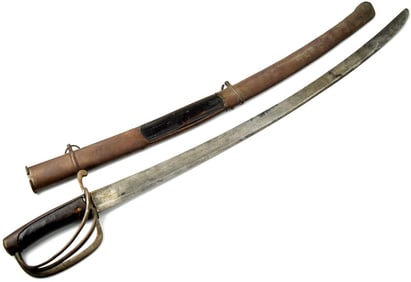 Rare American Civil War era Massive Confederate Used Cavalry Battle Sword, Broad Blade Marked ''CS''