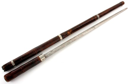 Antique 18th-19th C. Gentleman's Self Defence Sword Cane Walking Stick with Full Length Rapier