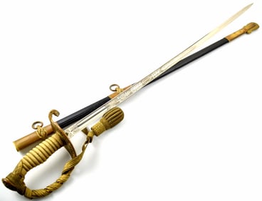 Nice Antique WW I - WW II US Navy Officer's Sword, Stingray Skin Grip, Gold Gilt Mounts, Lovely