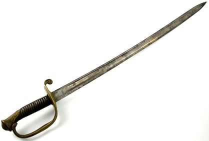 Antique 1848 French Foot Officer's Battle Sword, Inscribed & Dated Blade, Nice Hilt Details.