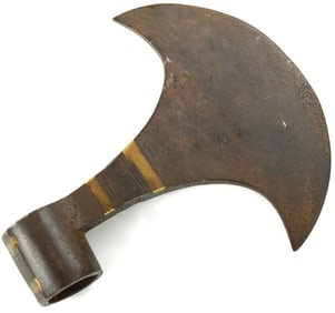 Antique 18th-19th C. Eastern European Hungarian or Polish Fighting Axe Iron Head with Brass Inlays.