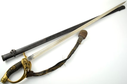 Very Nice Model 1898 German Prussian Officer's Sword with Gilt Brass Hilt, Fine Sharkskin Grip with