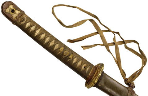 Rare WW II Japanese Army Officer's KATANA Sword Early Shinto 29 1/2'' Nagasa Blade Signed IZUMI NO: DEAR BIDDERS, TO VIEW MORE DETAILED CLOSE-UP IMAGES OF THE ITEM INCLUDING PHOTOS OF THE TANG AND SIGNATURES, PLEASE VISIT OUR SITE : Sofedesignauctions.com AND FIND THIS LOT IN THE CURRENT CATALOG. TH