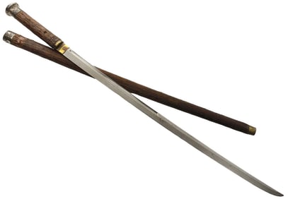 Fine Large Edo Period Japanese Samurai Walking Cane Sword with Rare Blade Configuration & Engraved