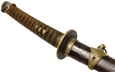 Very Good Double-Signed Early WW II Japanese Navy Officer's KATANA Sword in Fine Stingray Mounts.
