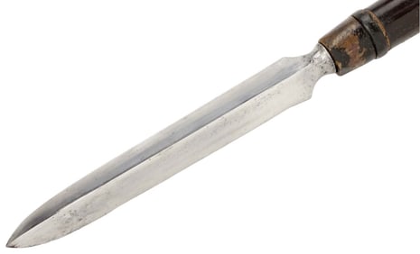 Very Nice Signed Koto or Early Shinto Japanese Samurai YARI Spear Head Mounted on the Short Shaft