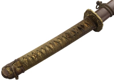 Older NIHONTO in WW II Japanese Army Officer's Sword Type 98 Mounts, Wearing a Koto or Shinto era