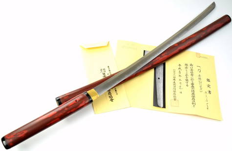 Very Nice Late 1600s Japanese Samuarai Katana Sword with NBTHK Tokubetsu Kitcho Certificate: Very Nice Japanese Samuarai Katana Sword with NBTHK Tokubetsu Kitcho Certificate. The katana is unsigned but the nbthk paper attribution says: "mumei, Kashu Iehira"; so it is attributing the katana to