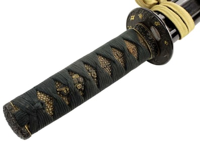 Finely Mounted Muromachi Period Japanese Samurai WAKIZASHI Sword, Ornate Silver & Gold Habaki, Mumei
