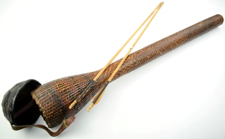 Antique Japanese Samurai Quiver with Arrows